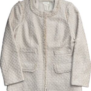J. Crew Tan Blazer with Sparkly Tweed Fringe Blazer – Size 10
